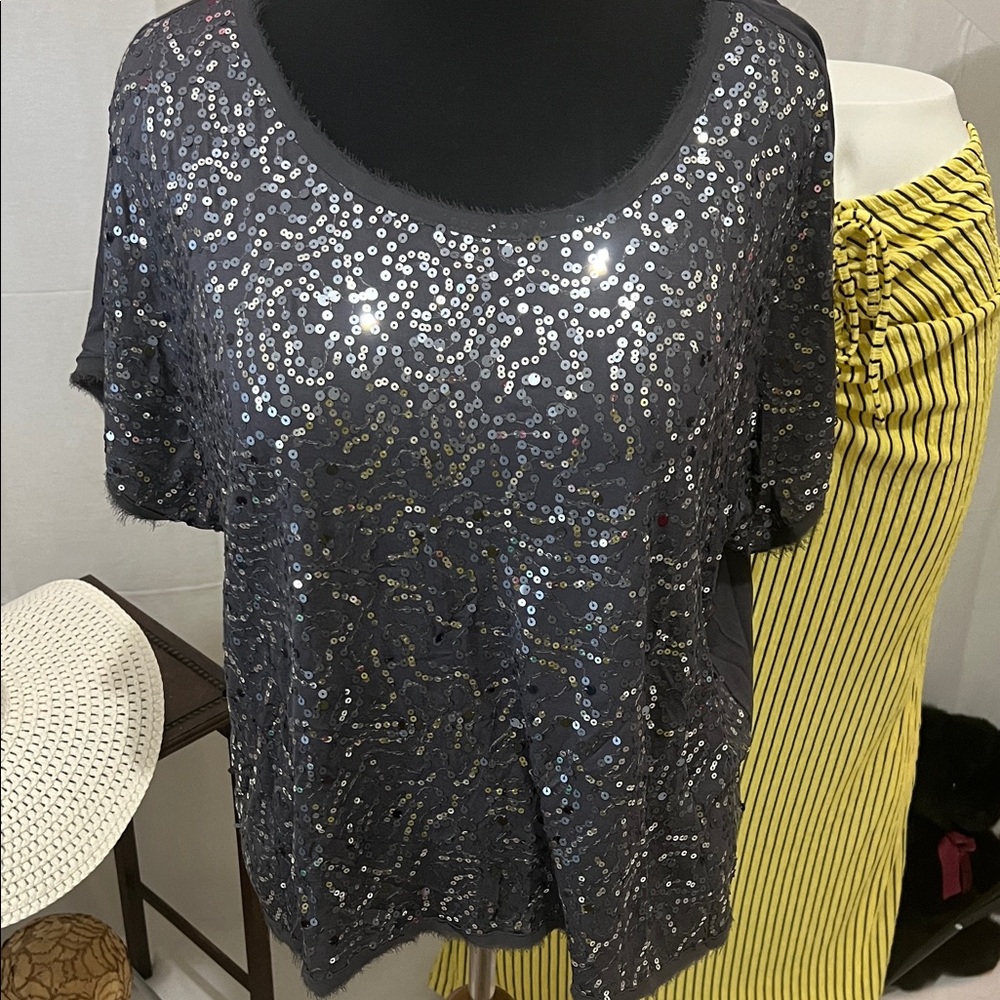 Sequin Embellished Black Top by BLUE, Saks Fifth Avenue